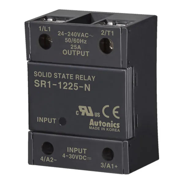 SR1-1225-N SSR monofásico 25A Input 4-30VCD Output 24-240VCA cruce por cero