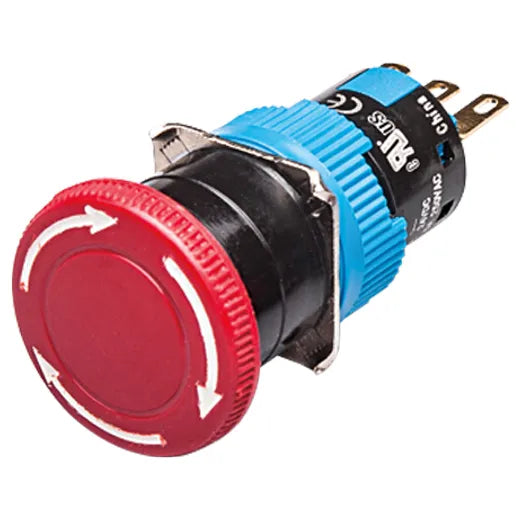 B MOM HONGO ROJO DE 16MM DPDT 3A 250VAC