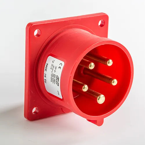Clavija empotrar recta 16A 3P+N+T 220/400VCA 6h Rojo IP44
