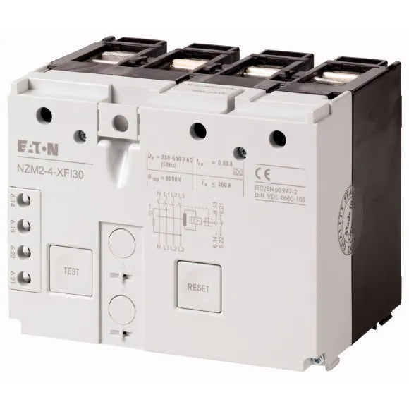 +NZM2-4-XFI30 Interruptor diferencial tetrapolar 30mA 690VCA IP20 Tamaño 2-4