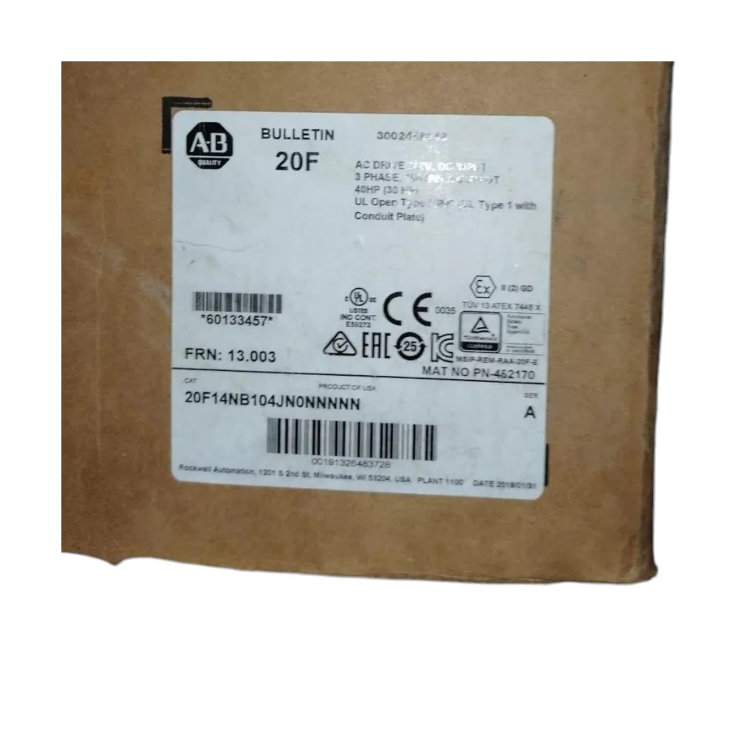 Allen Bradley 20F14 N B 104 JN0NNNNN Variador de frecuencia