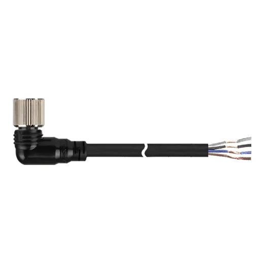 CLD408-5 Cable con conector hembra acodado DC M8 4P 4 hilos 5mt IP68