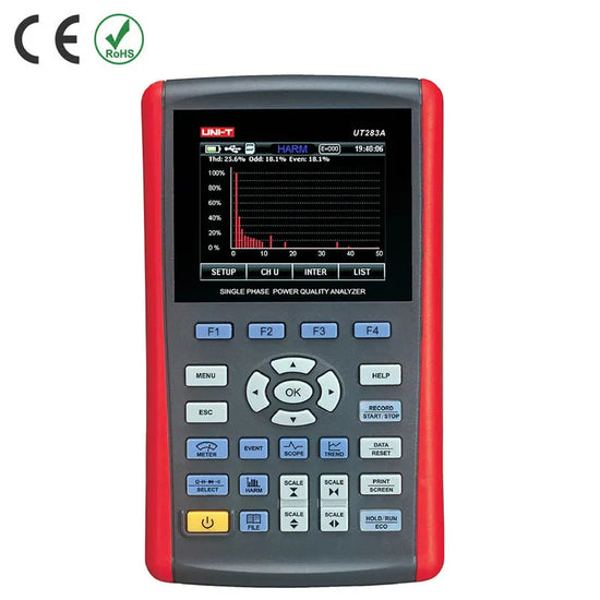 Analizador de calidad de energía monofásico 10-100VAC/DC, 1000A AC, 600?-60M?