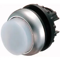 M22-DRLH-W Botón pulsador iluminado Saliente B/plata 22mm Mantenido Blanco