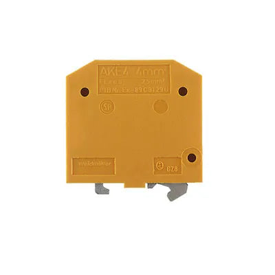 AKE 4 Clema de tierra 4mm² 26-12AWG 500VCA Verde-Amarillo