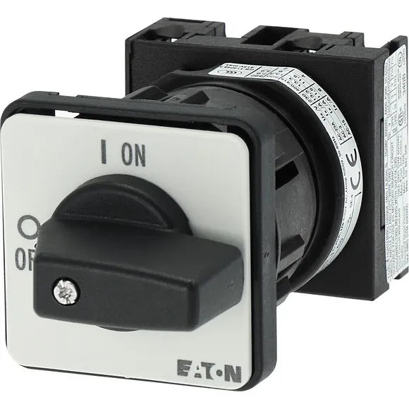 T0-1-102/EZ Interruptor CAM ON-OFF Manija negra 2P 20A montaje central IP65.