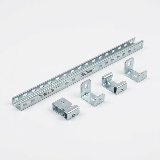 Perfil 25Wmm de fijación rápida para 500Wmm acero cincado de 1,5 mm 4 piezas
