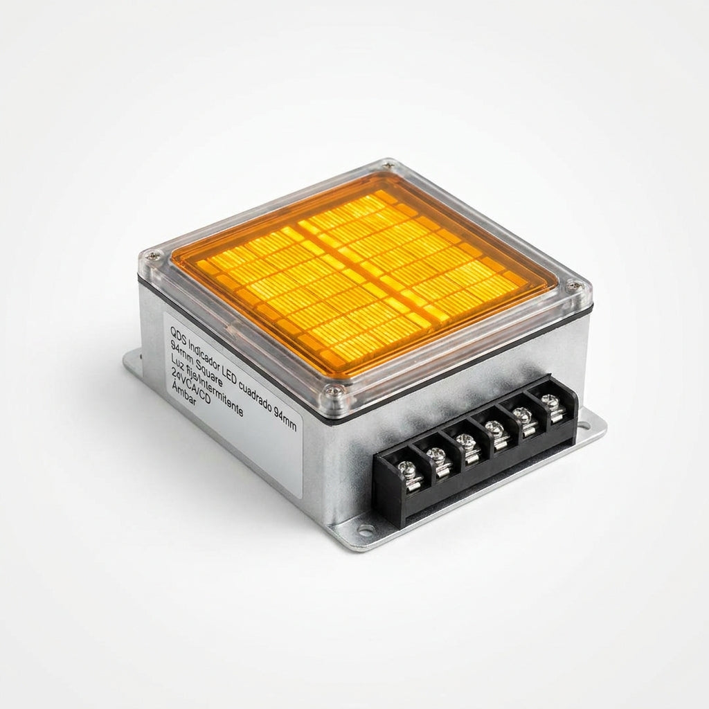 QDS Indicador LED cuadrado 94mm Luz fija/intermitente 24VCA/CD Ámbar