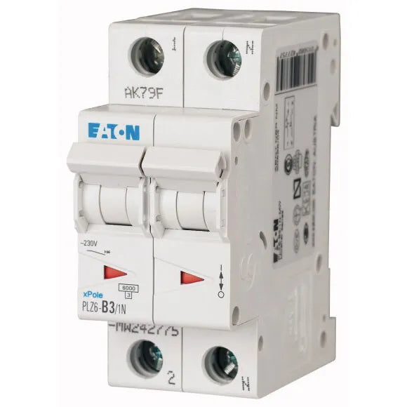 PLZ6-C3/1N-MW Xpole Interruptor termomagnético (ITM) 1P+N 3A 6kA Curva C