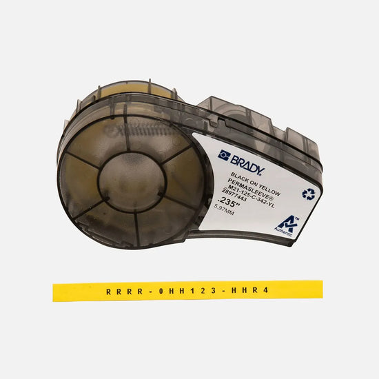Etiqueta termocontractil 1/8″ 22-16AWG 0.125Dia in x 7L ft Negro en amarillo