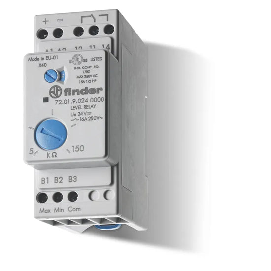 Relé de control de nivel con sensibilidad ajustable 5-150kO 230-240VAC 1NA1NC 16