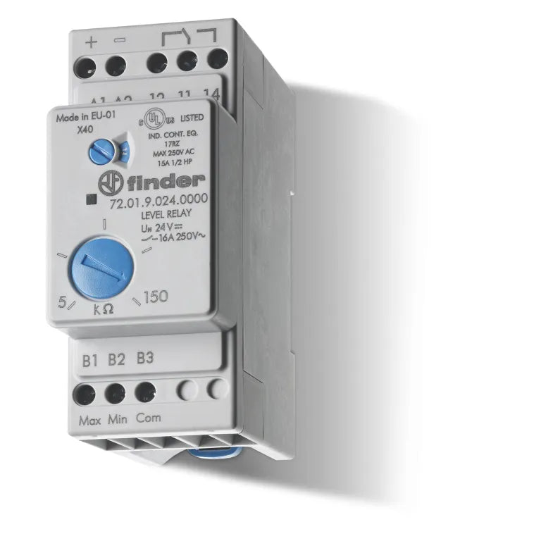 Relé de control de nivel con sensibilidad ajustable 5-150kO 110-125VAC 1NA1NC 16