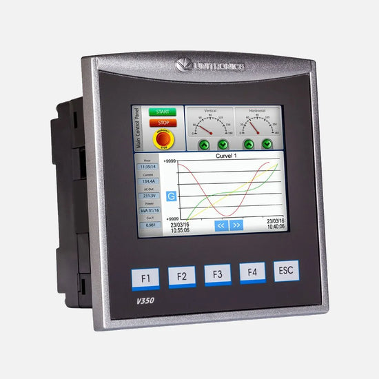 PLC+HMI 3.5” LCD TFT 320x240px 6DI (1xHSC), 2D/AI, 4AI 6DO (Relé), 2DI (2xPWM)