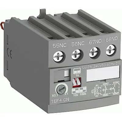 TEF4-ON Bloque temporizador frontal on-delay 0.1 a 100seg. 24-240VCD/CA 1NA+1NC