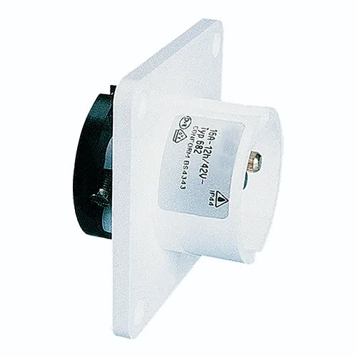 Clavija empotrar recta 16A 2P 42VCA 12h Blanco IP44