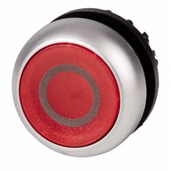 M22-DL-R-X0 Botón pulsador iluminado Plano B/plata 22mm Momentáneo -0- Rojo