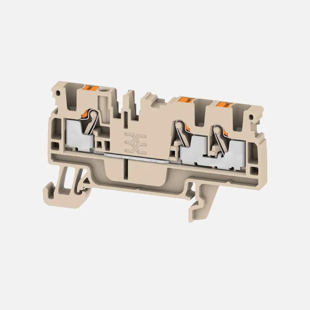 A3C 2.5 Clema de paso 2 conexiones 2.5mm² 28-12AWG 24A 800VCA Beige