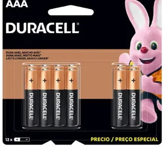 Pila AAA Duracell 12 Baterías Alcalina 1.5v Paquete