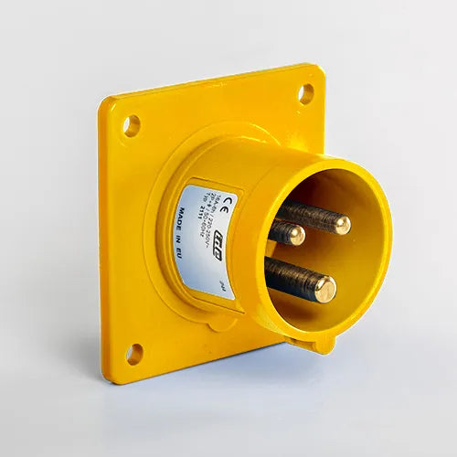 Clavija empotrar recta 16A 2P+T 120VCA 4h Amarillo IP44