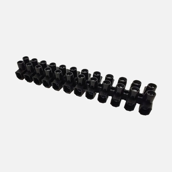 Regleta de conexión atornillada 12 polos 6mm² 18-12AWG 32A 450VCA Negro