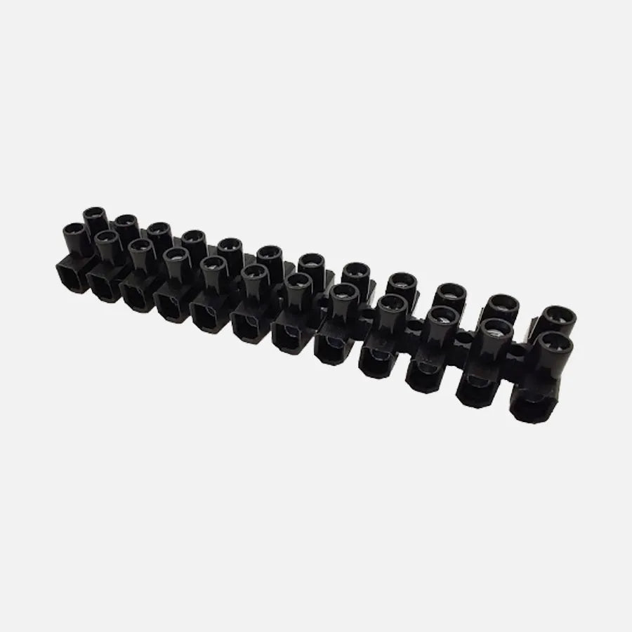 Regleta de conexión atornillada 12 polos 6mm² 18-12AWG 32A 450VCA Negro