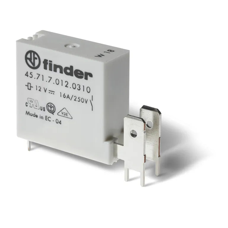 Mini-relevador para PCB + Faston 250 6 pines 12VAC 1NA AgCdO 16A 250V
