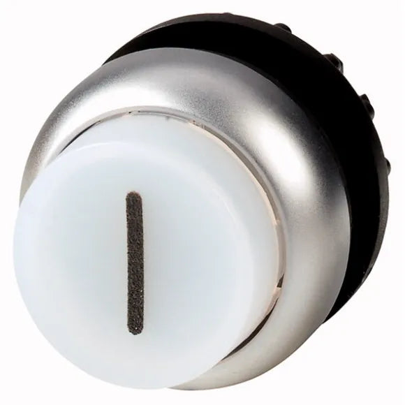 M22-DLH-W-X1 Botón pulsador ilumin Saliente B/plata 22mm Momentáneo -I- Blanco