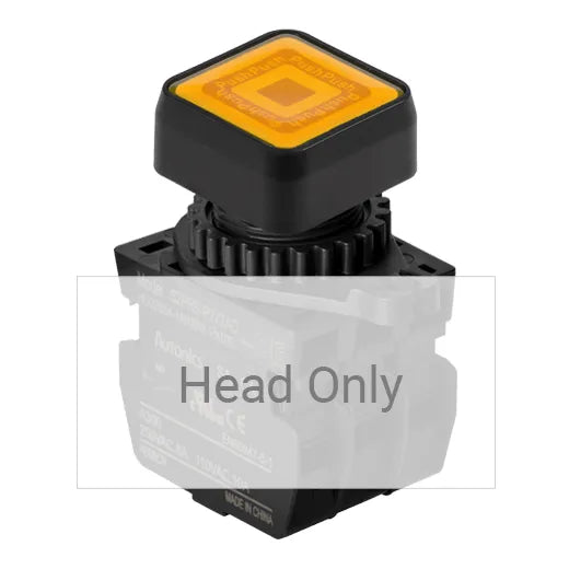 S2PRS-P3Y Botón pulsador cuadrado iluminado saliente 22mm momentáneo amarillo