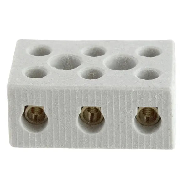 Conectores de ceramica de 3 polos 10mm² 8AWG 450VCA Blanco