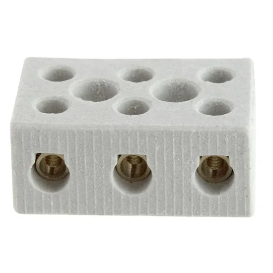Conectores de ceramica de 3 polos 10mm² 8AWG 450VCA Blanco
