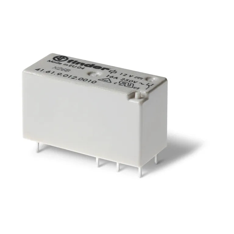 Relevador para circuito impreso 8 pines 12VCD 1CO 1NA1NC AgNi 16A 250V