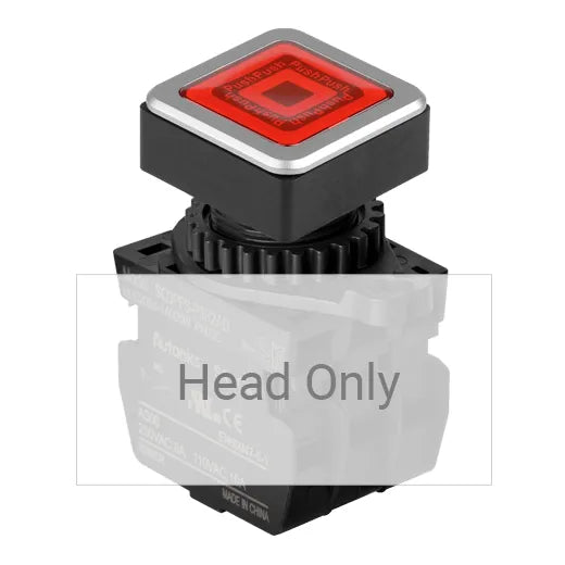 SQ3PFS-P3R Botón pulsador cuadrado iluminado rasante 30mm momentáneo rojo