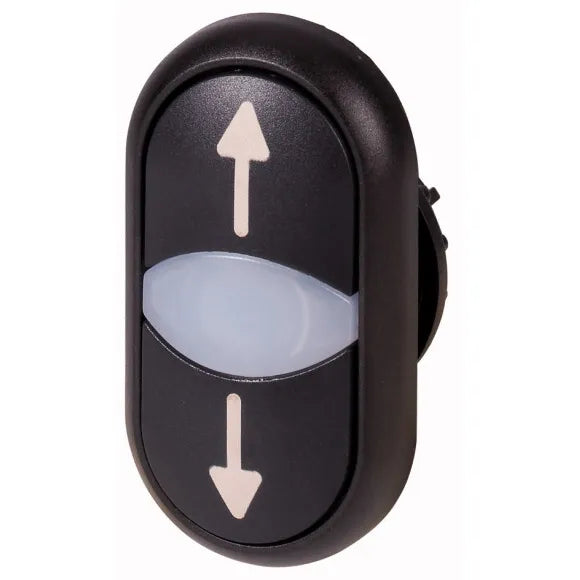 M22S-DDL-S-X7/X7 Botón doble Momentáneo iluminado Negro/Negro ARRIBA-ABAJO