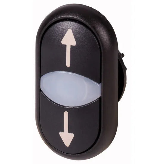 M22S-DDL-S-X7/X7 Botón doble Momentáneo iluminado Negro/Negro ARRIBA-ABAJO