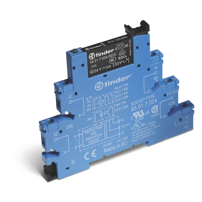 Interfaz modular con relevador EMR 6.2mm 12VCA/CD 1CO 1NA1NC AgNi 6A 250V