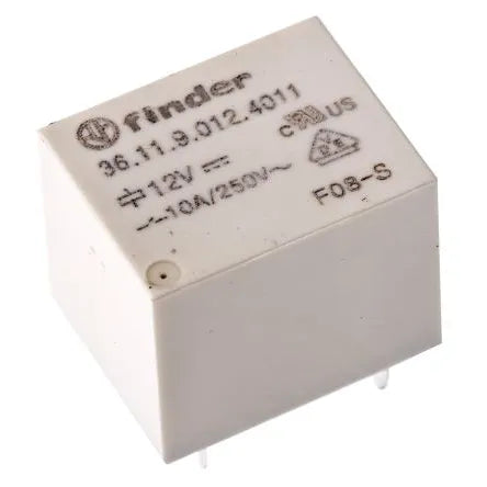 Mini-relevador para circuito impreso 5 pines 12VCD 1CO 1NA1NC AgSnO2 10A 250V