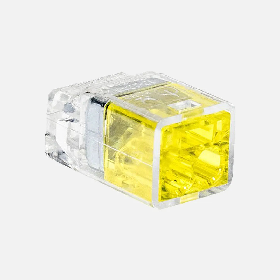 Conector push in 2 polos 0.5-2.5mm² 20-14AWG 25A 450VCA Transparente
