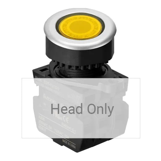 S3PF-P3Y Botón pulsador redondo iluminado rasante 30mm momentáneo amarillo