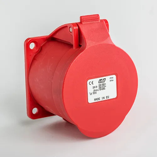 Base empotrar recta 32A 3P+N+T 220/400VCA 6h Rojo IP44