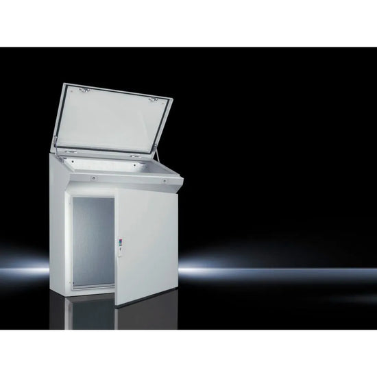 TP Pupitre compacto de chapa de acero 973Hx800Wx500Dmm 1 Puerta IP55 RAL7035