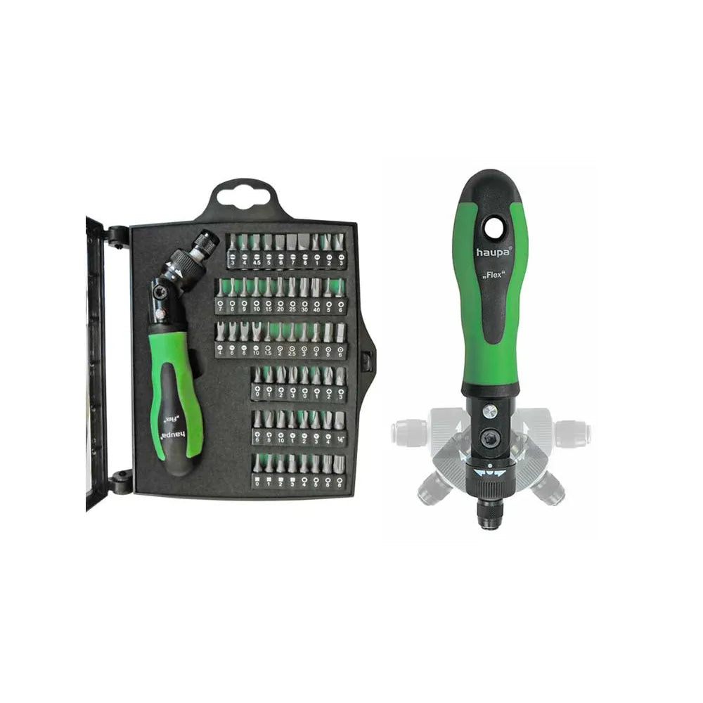 Flex Juego de destornillador de trinquete con bits intercambiables de 25mm 58 pz