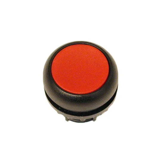 M22S-DR-R RMQ-Titan Botón pulsador Plano Bisel negro 22mm Mantenido Rojo