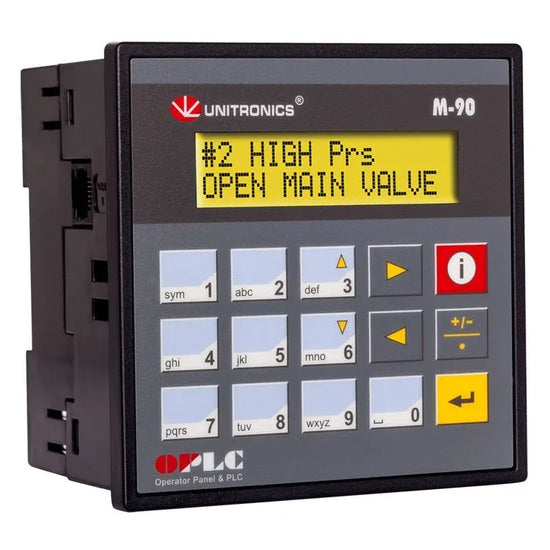 PLC+HMI textual 2 lineasx 16 caracteres+Teclado 22DI  16DO (16 transist pnp)
