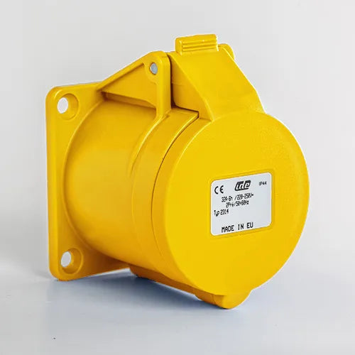 Base empotrar recta 32A 2P+T 120VCA 4h Amarillo IP44