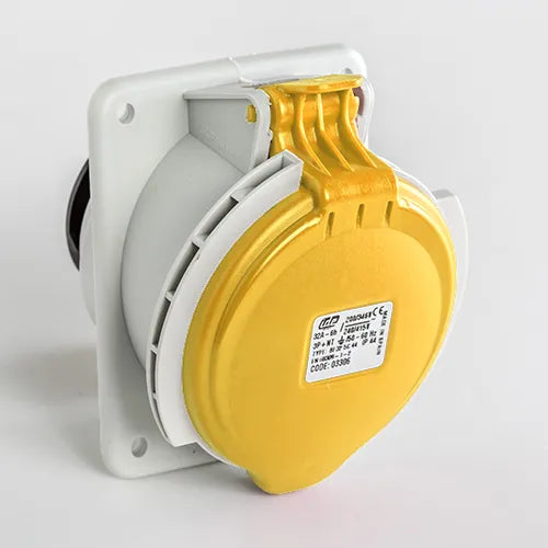 Base empotrar inclinada 32A 3P+N+T 120VCA 4h Amarillo IP44