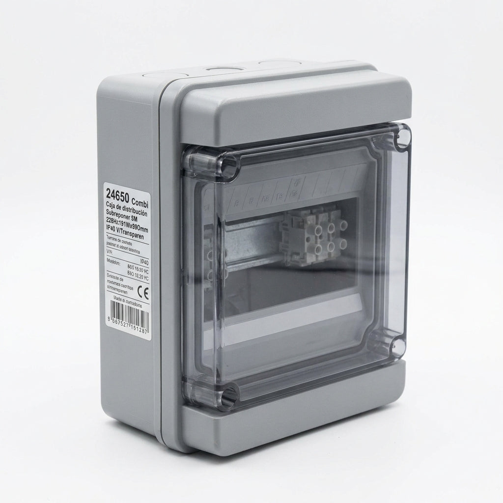 24650 Combi Caja de distribución Sobreponer 8M 228Hx191Wx99Dmm IP40 V/Transparen