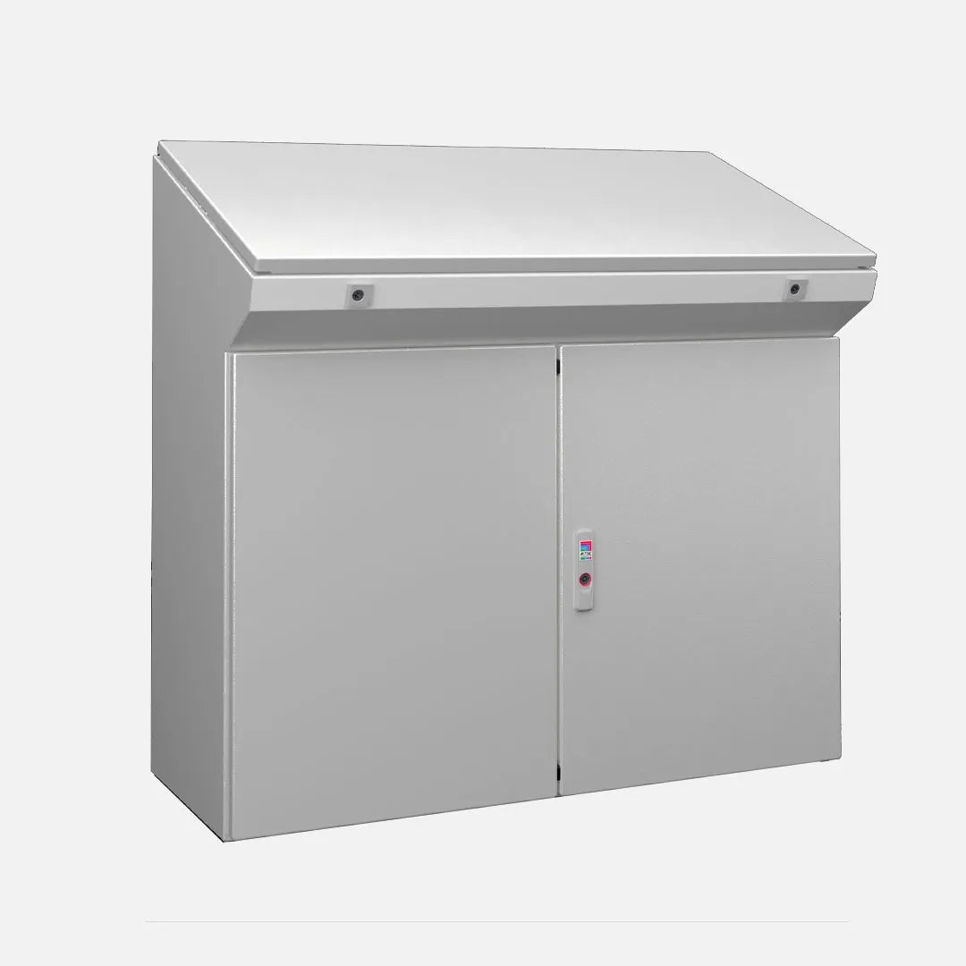 TP Pupitre compacto de chapa de acero 960Hx1000Wx500Dmm 2 Puertas IP55 RAL7035