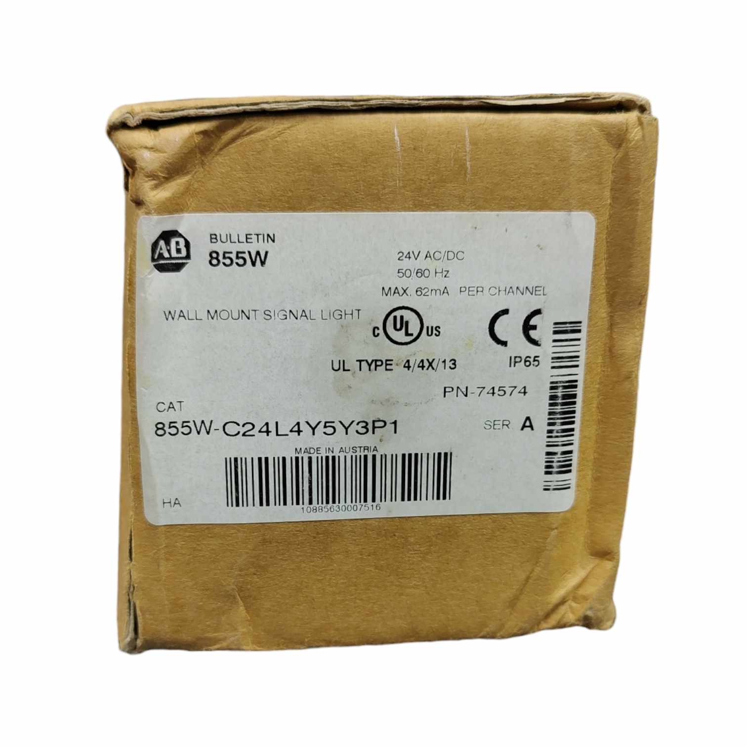 Allen Bradley 855W-C24L4Y5Y3P1 torreta de señalización para pared.