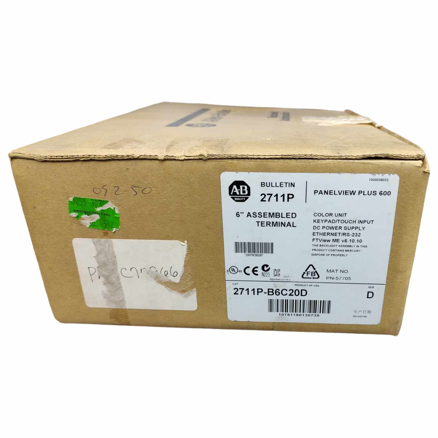 Allen Bradley&nbsp;2711P-B6C20D Panel View 600
