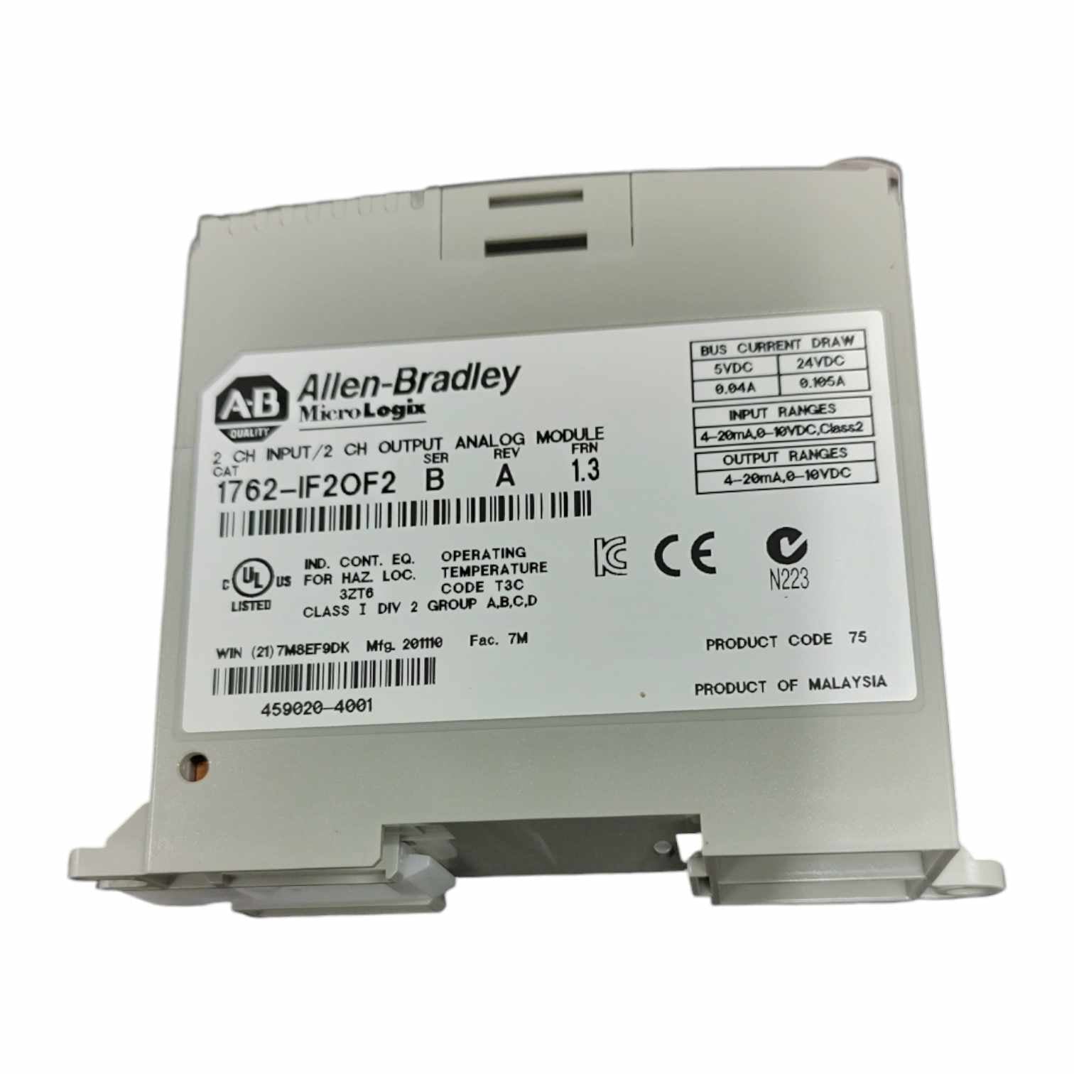 Allen Bradley 1762-IF2OF2 módulo analógico